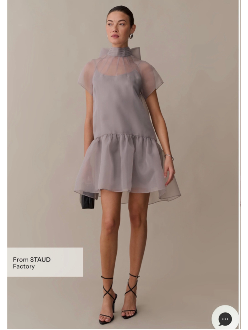 Women's o.p.t Joni Mini Grey Organza Mini Dress with Back Bow Detail, Size XL